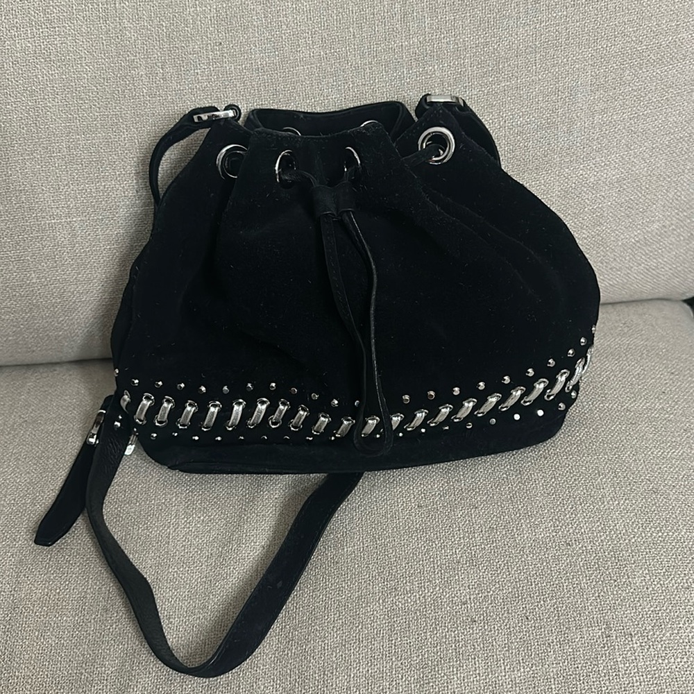 Suede black Michael Kors bucket Crossbody